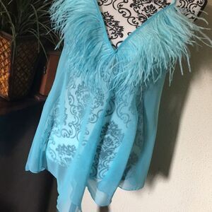 Sexy fluffy feather? nightie/ panty set 1X